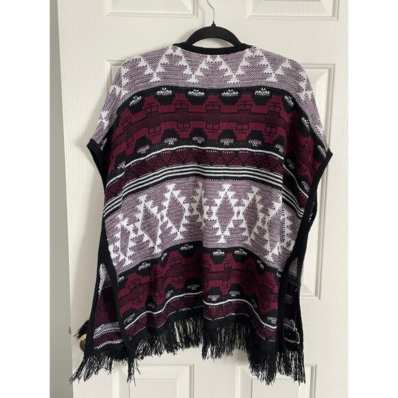 Arizona Jean Company XL Women Open Cardigan Tassle Red Black Geometric See Below - Picture 2 of 8